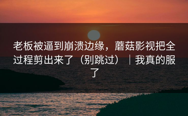 老板被逼到崩溃边缘，蘑菇影视把全过程剪出来了（别跳过）｜我真的服了