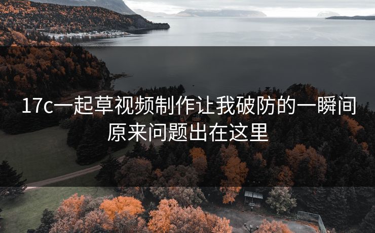 17c一起草视频制作让我破防的一瞬间原来问题出在这里